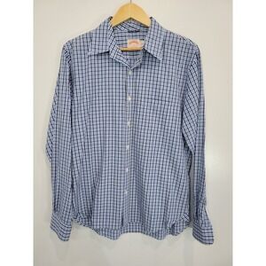 Brooks Brothers Mens Long Sleeve‎ Button Down Shirt Blue Gingham Plaid L Cotton